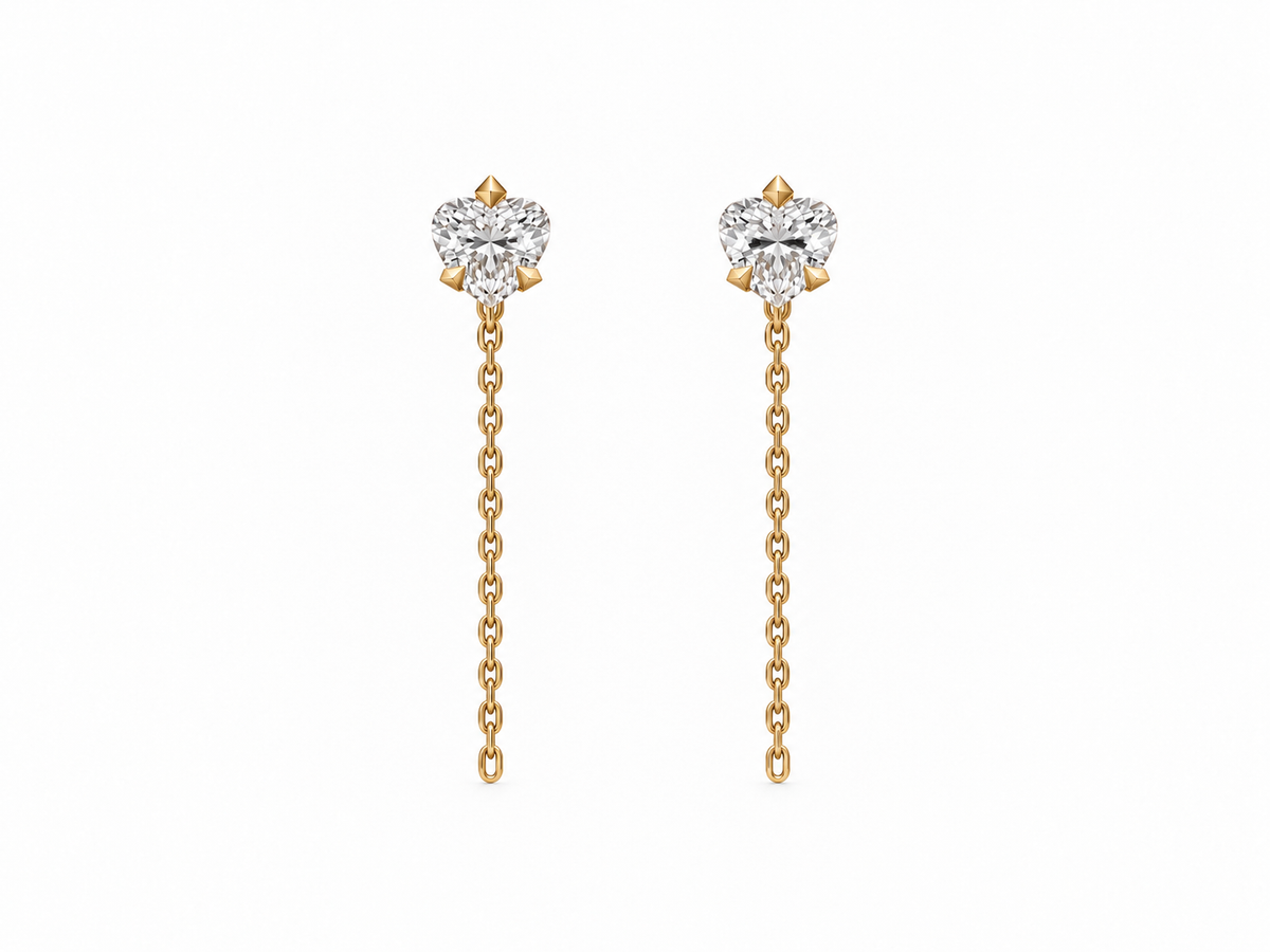 Vajra Small Heart Stud with Chain