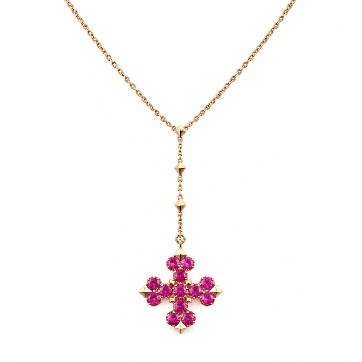 Vajra Dark Pink Sapphire Prayer Necklace