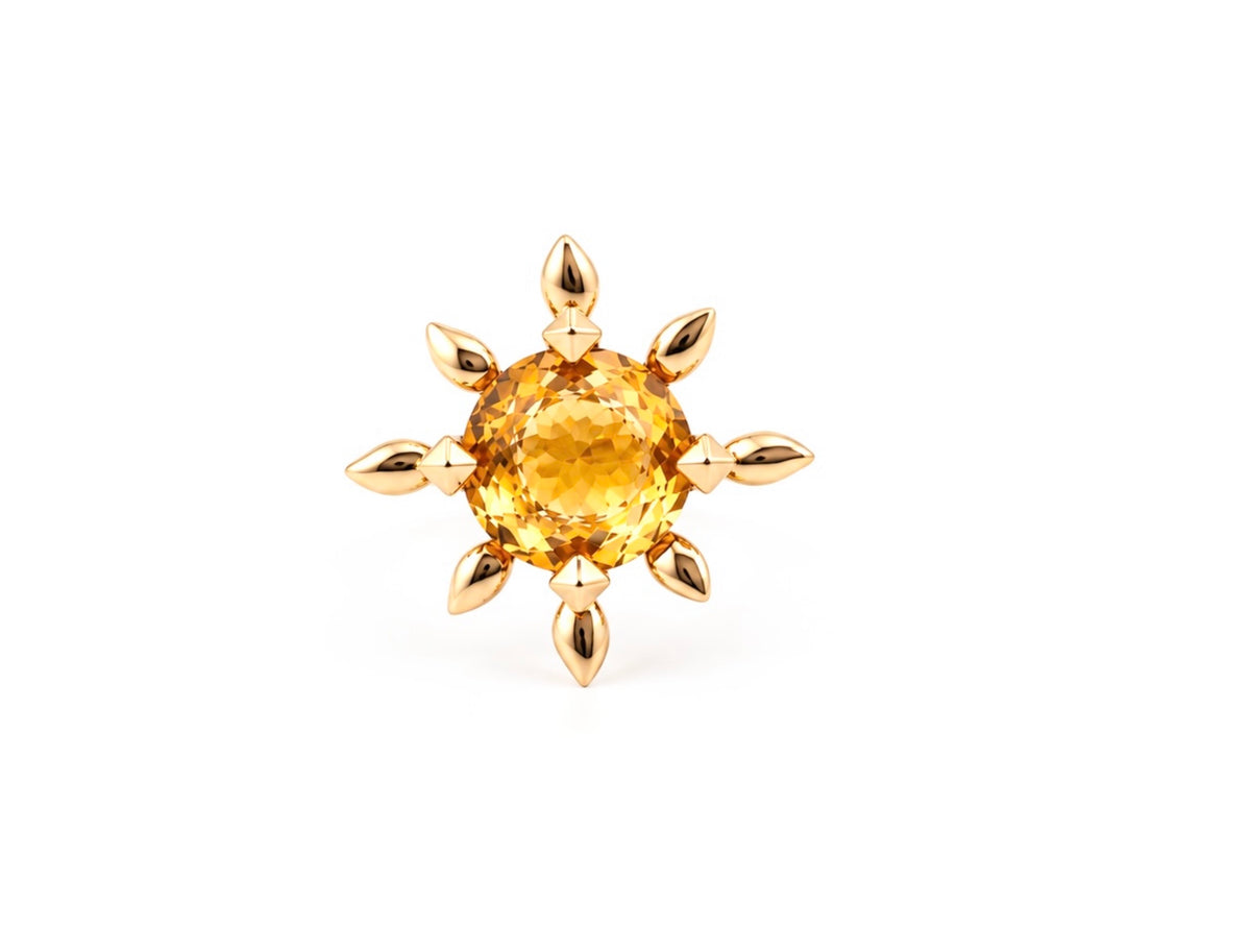 Raj Citrine Petite Flower Ring