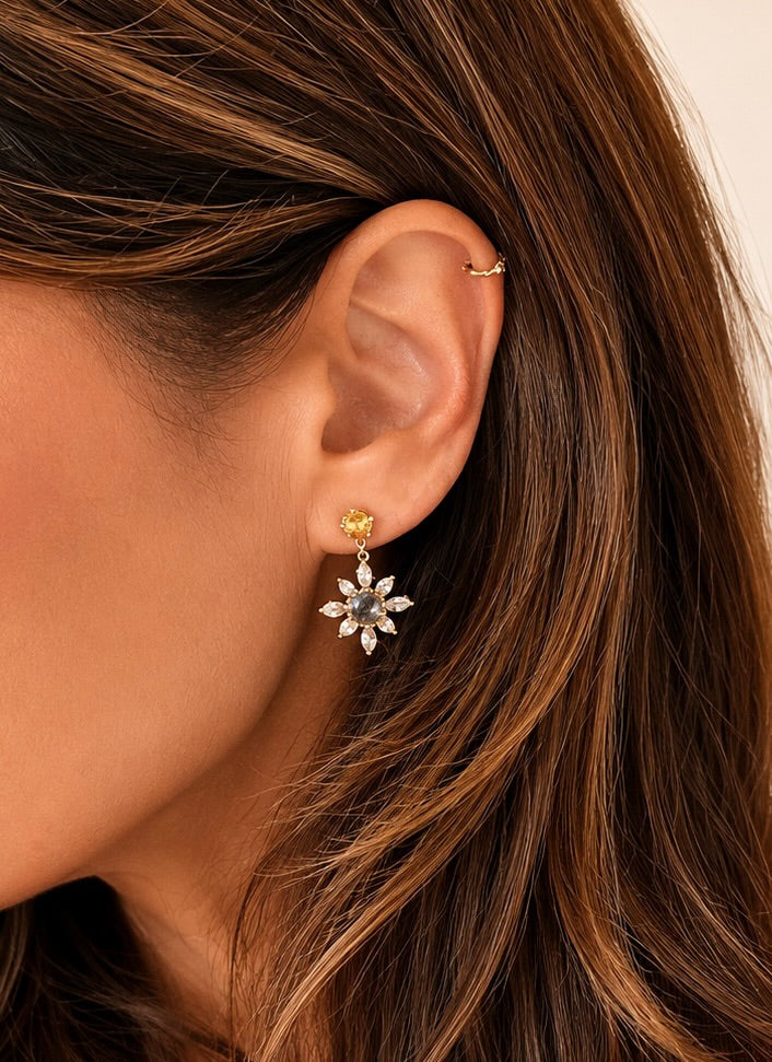 RAJ FLOWER DOUBLE DROP EARRING