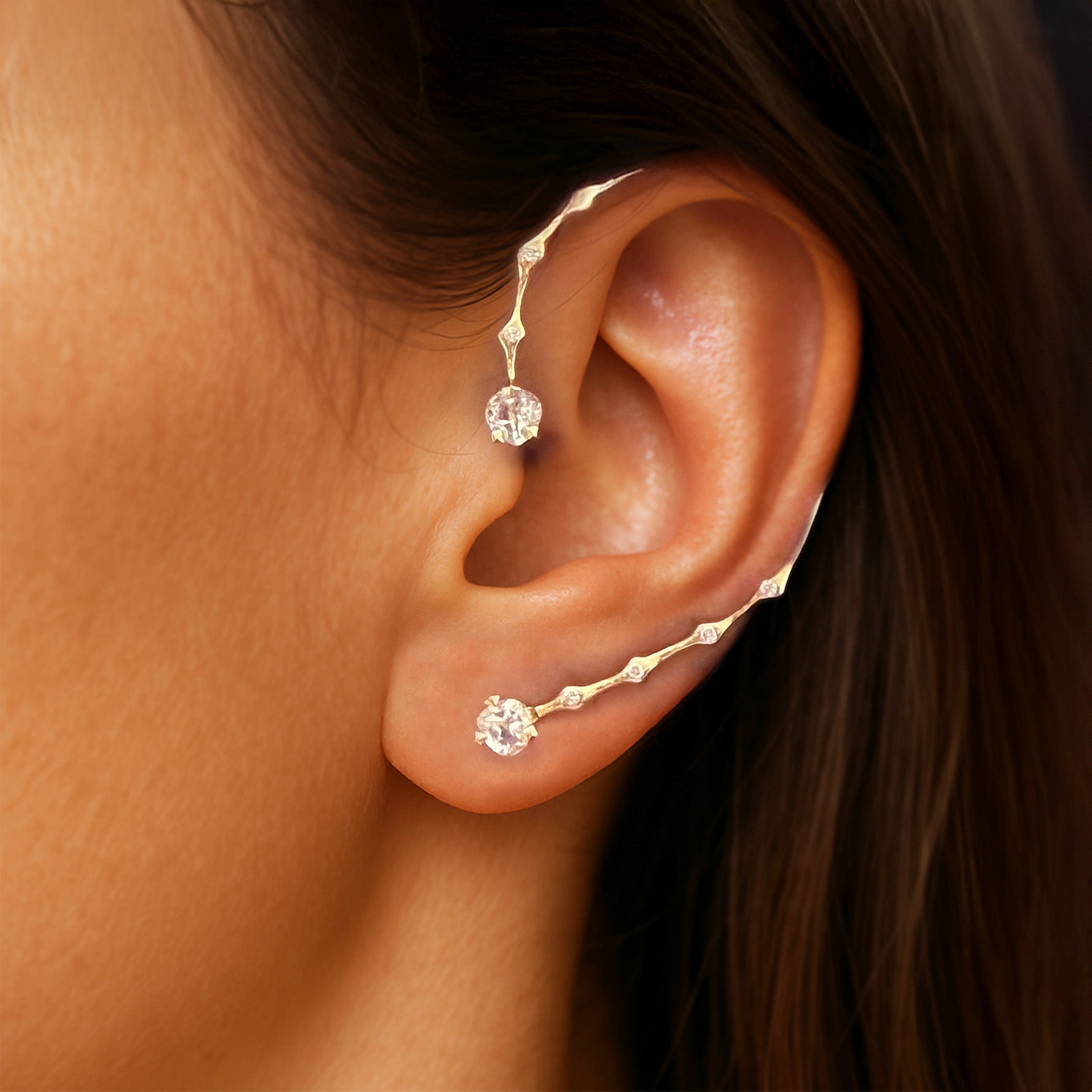 Vajra Diamond & White Topaz Ear Cuff