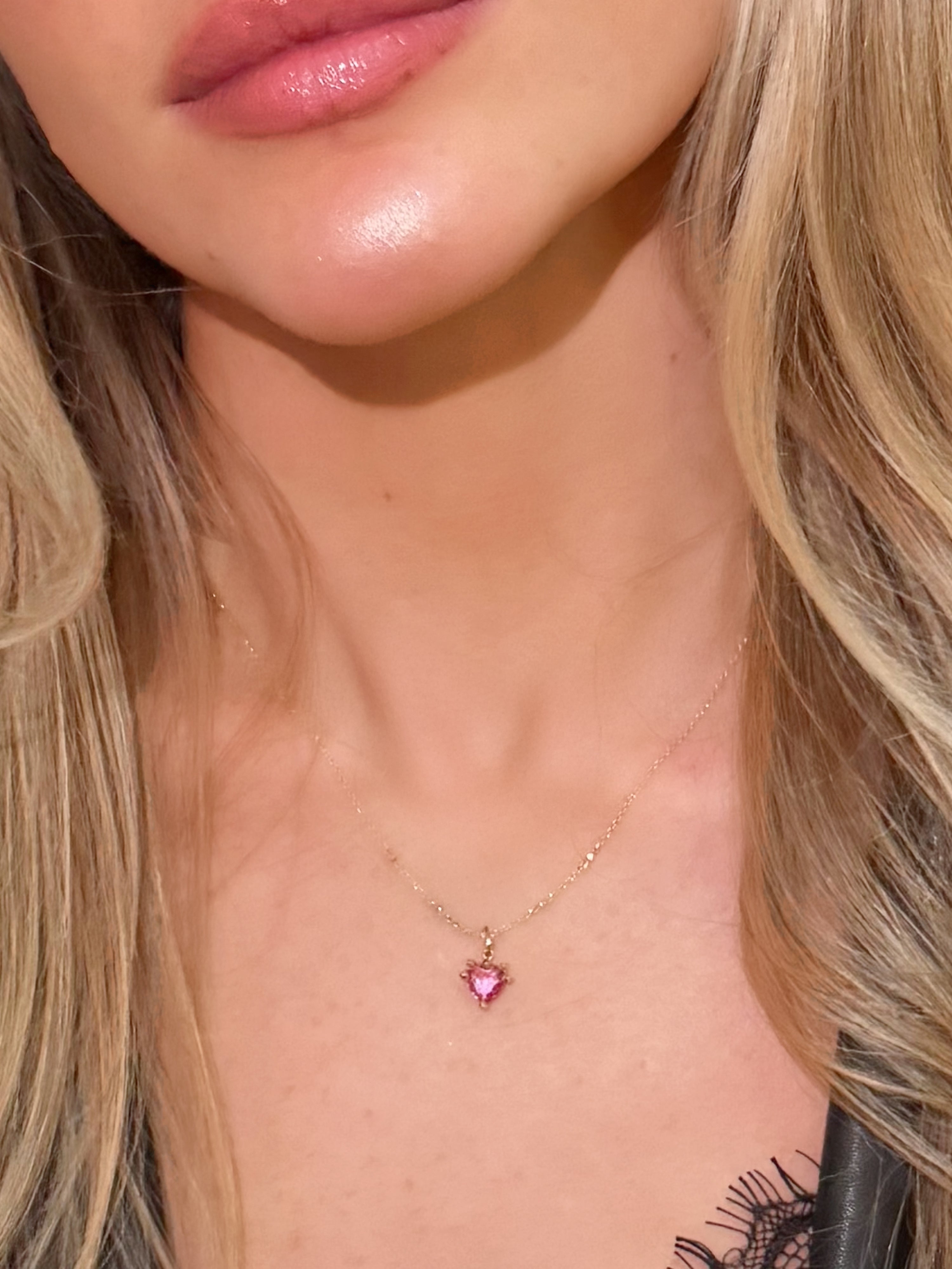 Virasat Pink Gemstone Heart Necklace